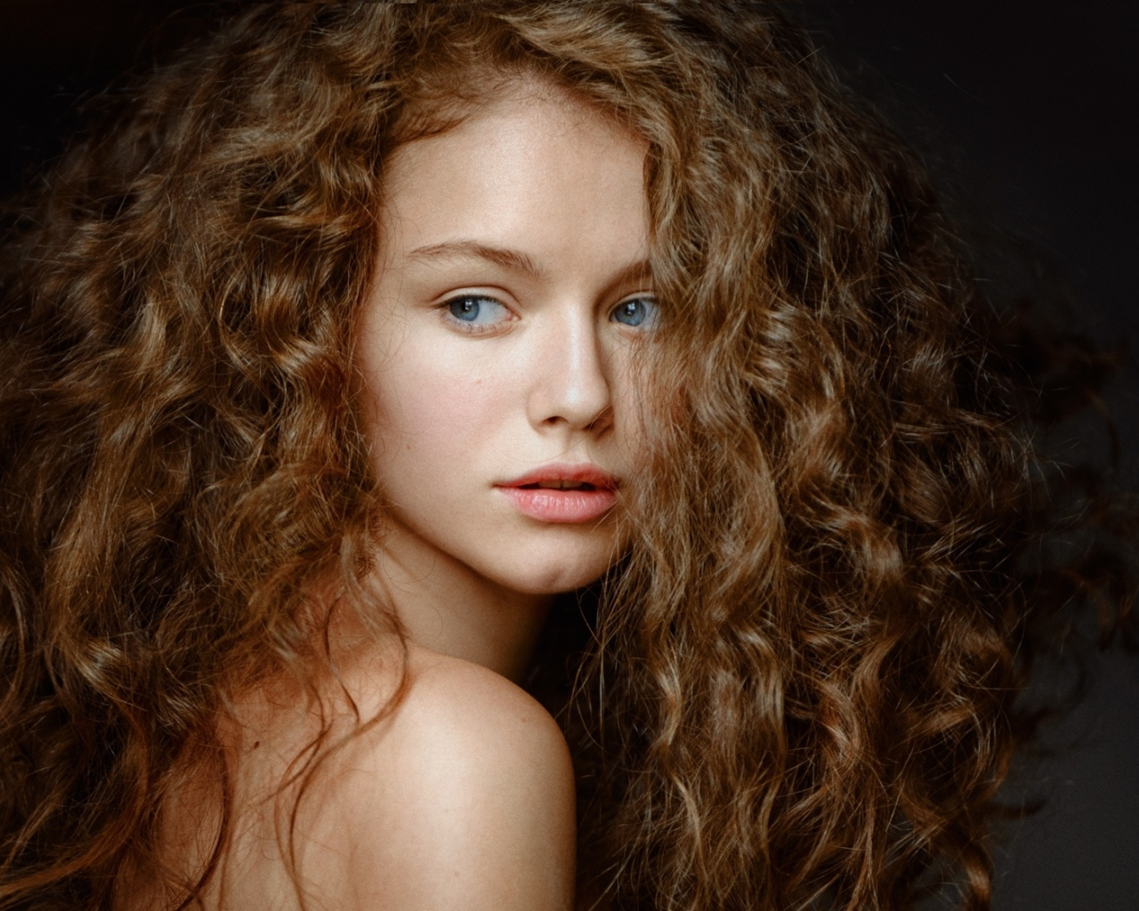 Cute curly hair teen