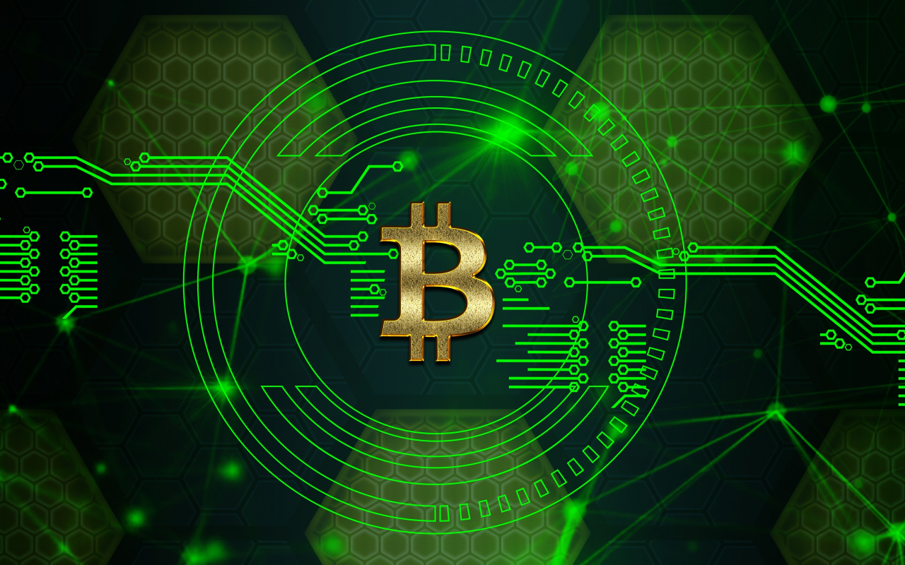 Download 1280x800 wallpaper bitcoin, digital circuit, crypt-currency