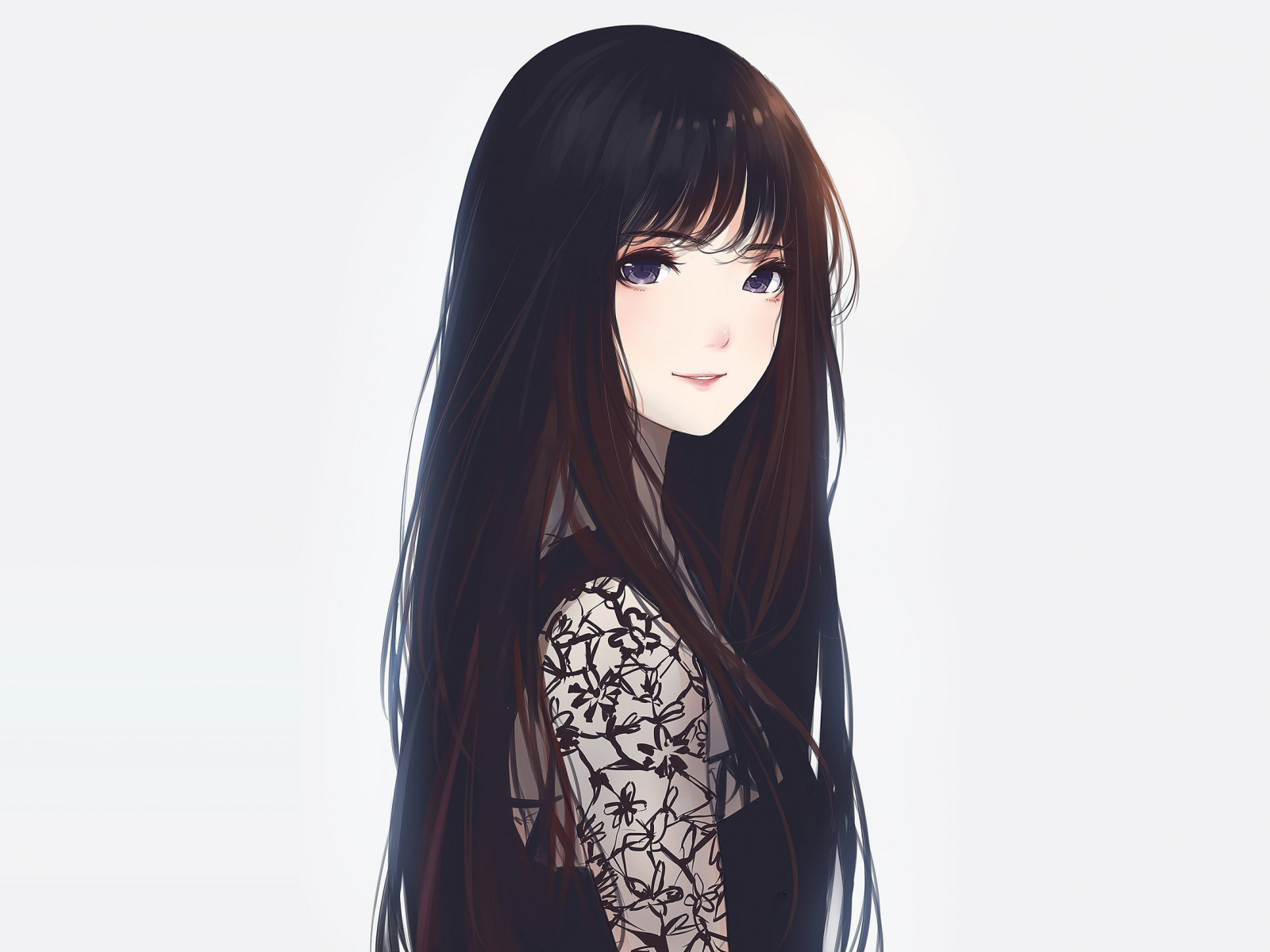 Beautiful Anime Girl With Wavy Hair