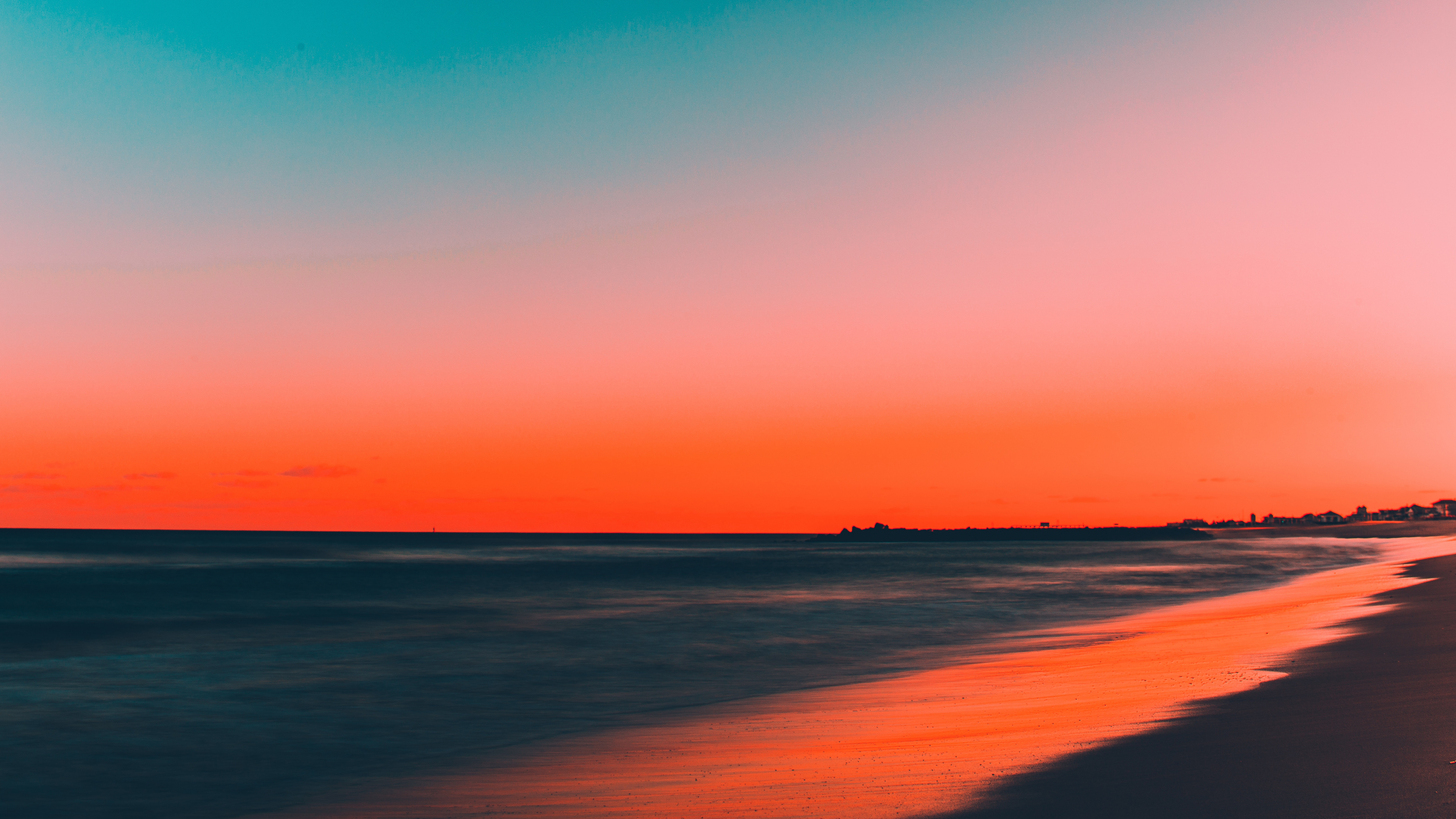 Download 3840x2160 Wallpaper Beach Clean Sky Skyline Sunset 4k Uhd