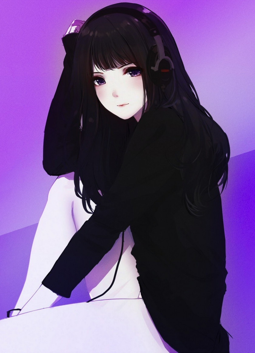 Cute anime girl with hoodie