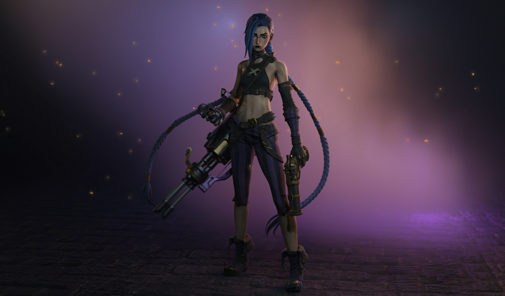 Download wallpaper 1024x600 jinx with guns, arcane, netflix series ...