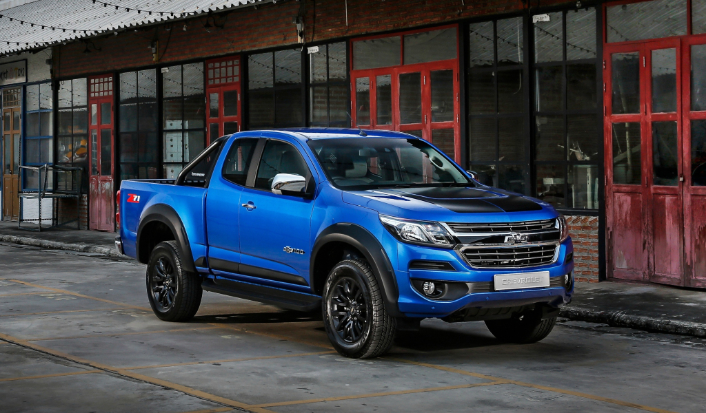 Download wallpaper 1024x600 chevrolet colorado, blue, pickup truck ...