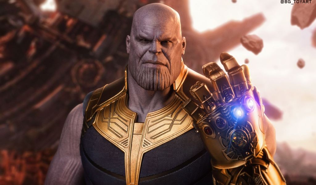 Thanos, Avengers: infinity war, toy art, 1024x600 wallpaper