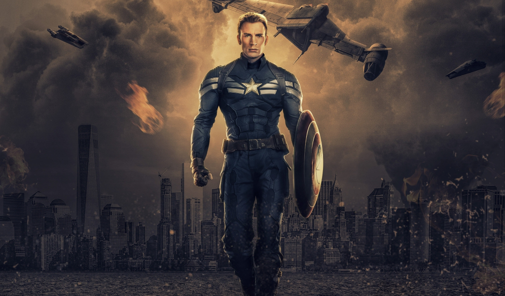 Captain America, Chris Evans, Marvel comics, art, 1024x600 wallpaper