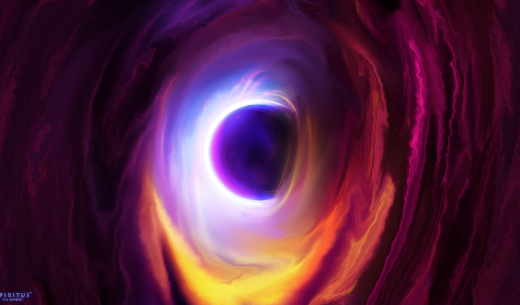 Colorful clouds, black hole, space, 1024x600 wallpaper