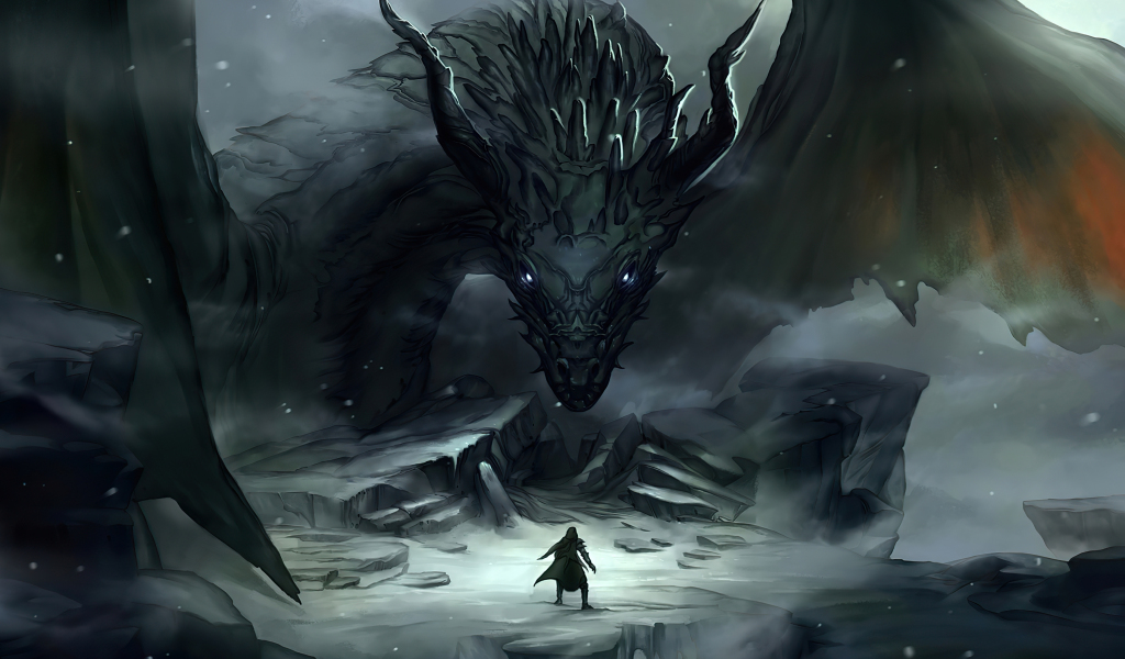 Download wallpaper 1024x600 dragon master and dragon, art, fantasy ...