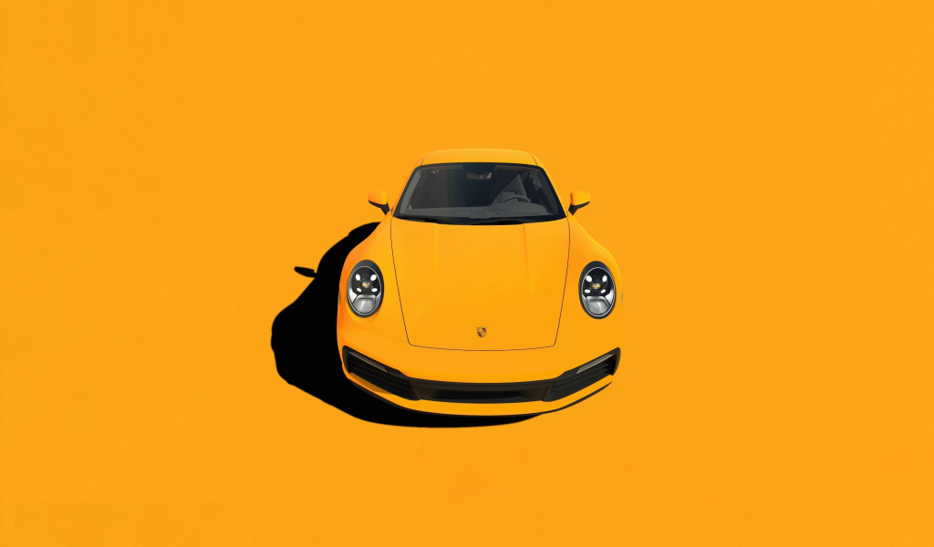 Download wallpaper 1024x600 porsche 911, yellow sportcar, minimal ...