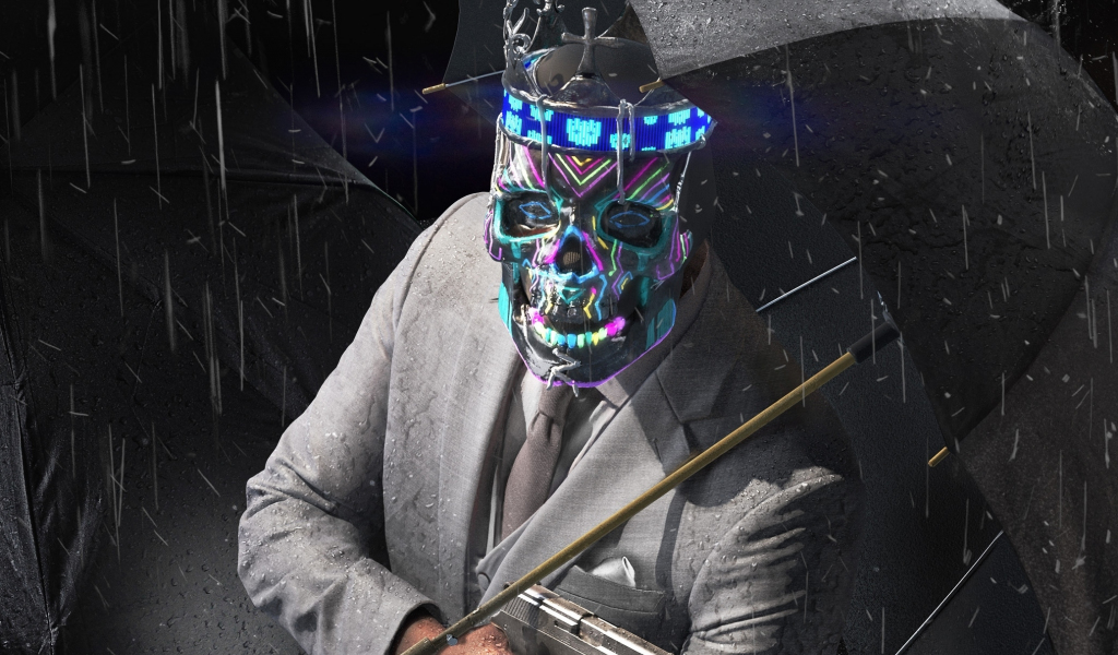 Download 1024x600 Wallpaper Watch Dogs Legion Man Colorful Mask