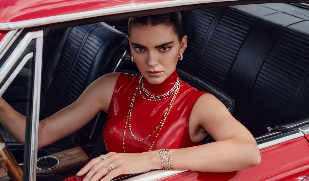 2023 Kendall Jenner, Messika Campaign, red, 1024x600 wallpaper