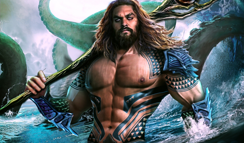 Aquaman, artwork, king of Atlantic, 1024x600 wallpaper