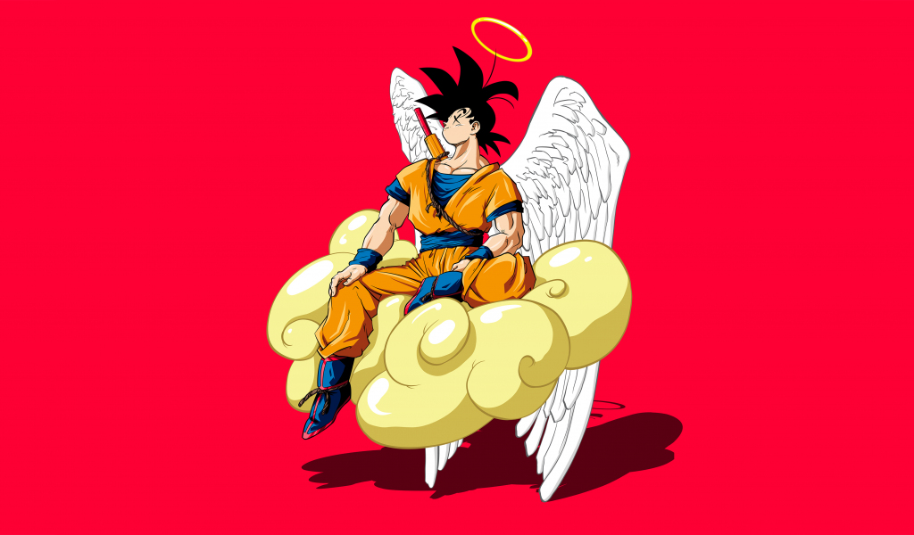 Angel son Goku, dragon ball, anime, fan art, 1024x600 wallpaper
