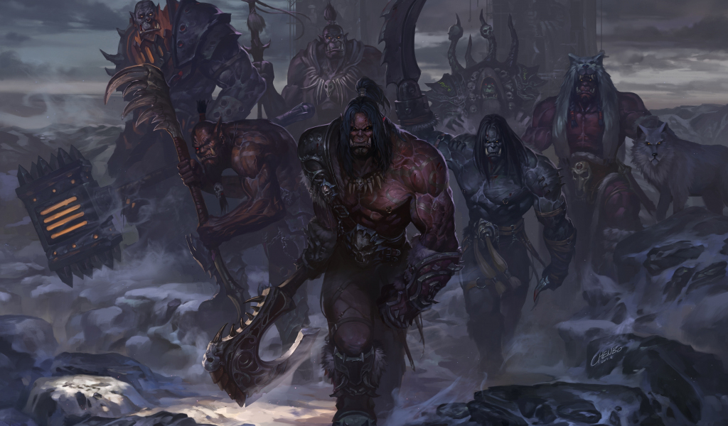 World of Warcraft, orks, warrior, art, 1024x600 wallpaper