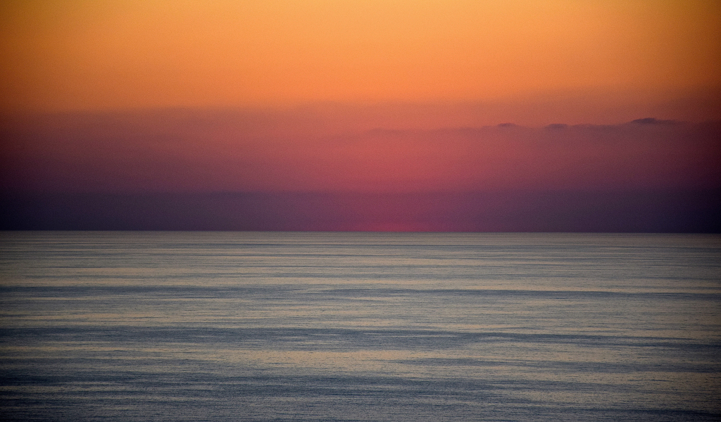 Sea, calm, sunset, body of water, blur, 1024x600 wallpaper