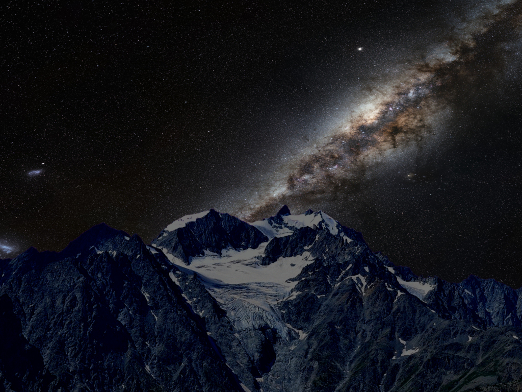 Desktop wallpaper milky way, starry night, dark, mountains, hd image, picture, background, 0e6a68