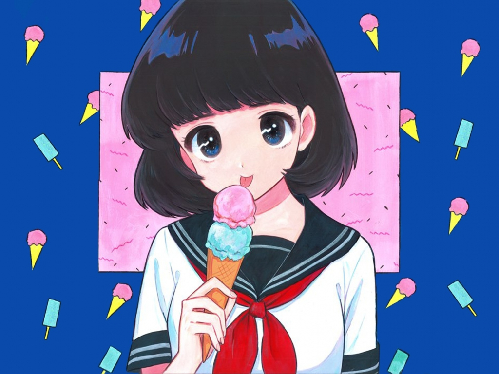 Wallpaper ice cream, cone, cute, anime girl desktop wallpaper, hd image,  picture, background, 0f667d | wallpapersmug