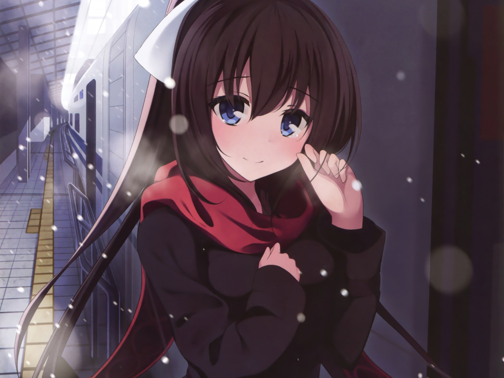 Wallpaper cute, blue eyes, anime girl, winter desktop wallpaper, hd ...