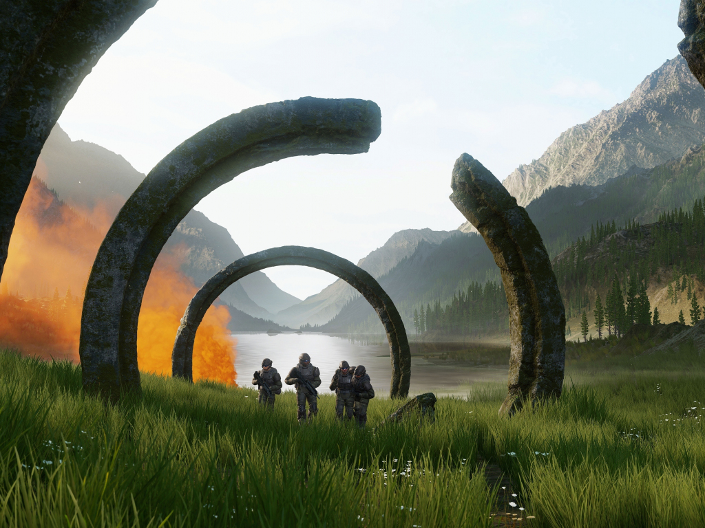 Halo infinite, e3 2018, video game, landscape, soldiers wallpaper, hd