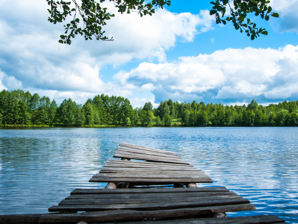 Hồ Hình nền, ngày nắng, Cầu tàu bằng gỗ, thiên nhiên