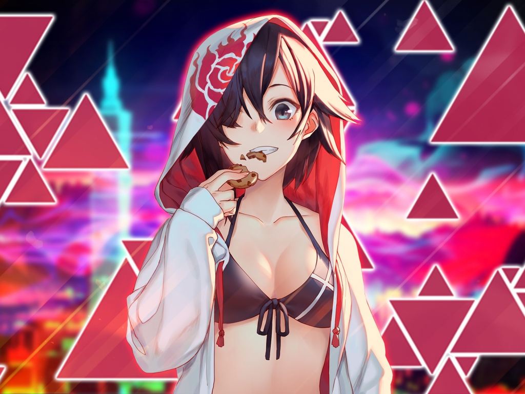 Wallpaper hot, anime girl and cookie, curious desktop wallpaper, hd image,  picture, background, 1e31d7 | wallpapersmug