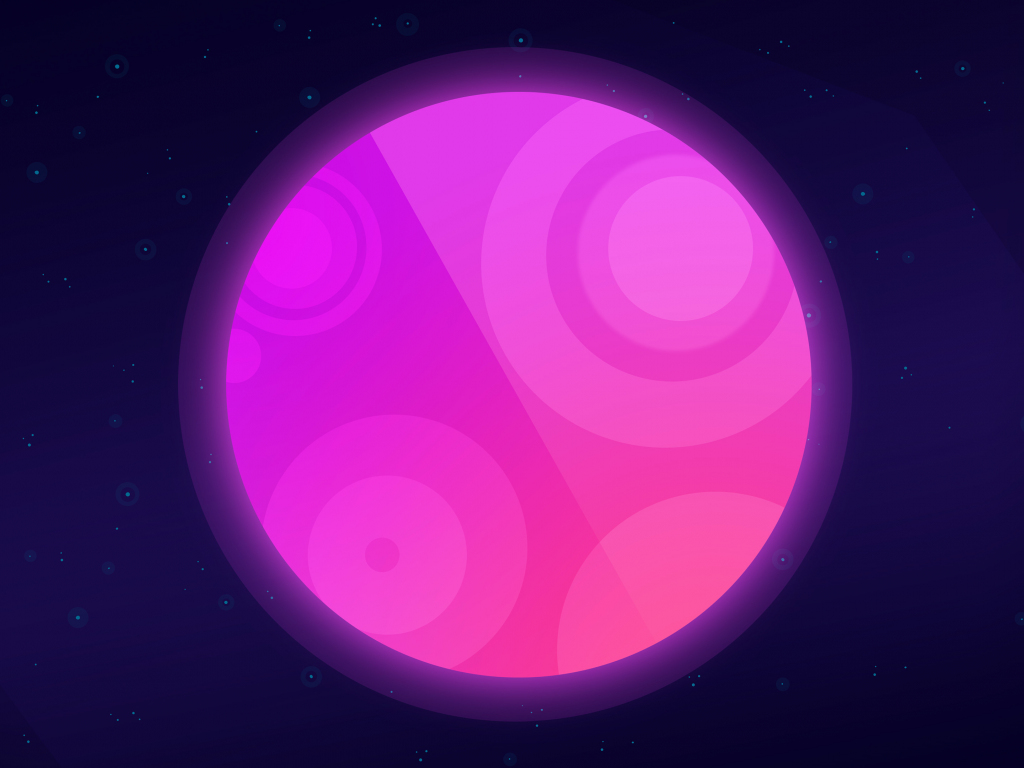 Desktop wallpaper moon, neon, pink planet, abstract, space, hd image