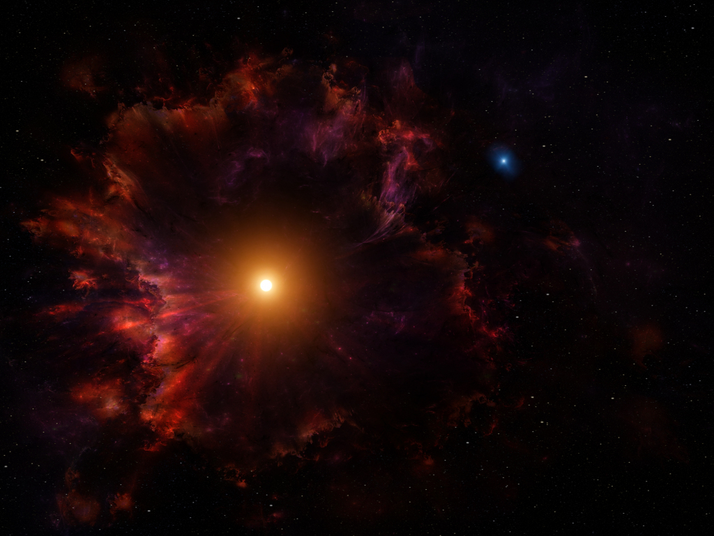 Desktop wallpaper dark, space, yellow star, bright, shine, hd image