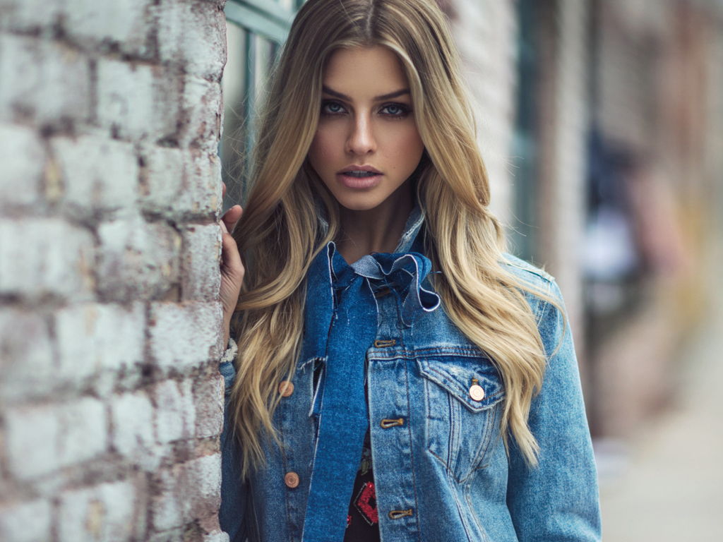 Jeans jacket, blonde, girl model, looking straight wallpaper, hd image ...
