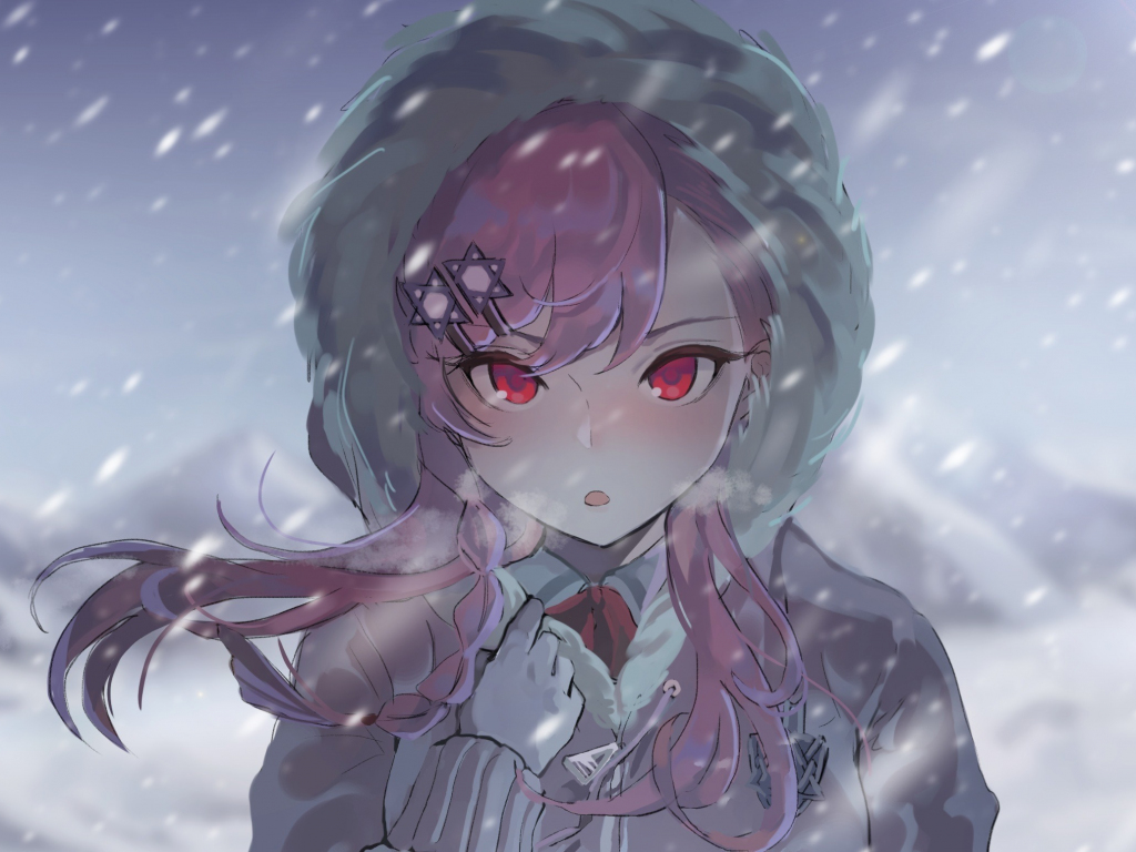 long hair Brunette Blue eyes Anime Anime girls Snow Winter Skirt HD  Wallpapers  Desktop and Mobile Images  Photos