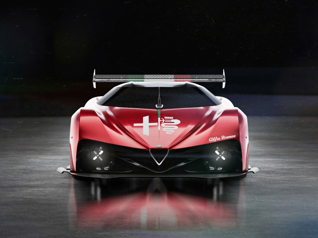 Wallpaper alfa romeo, concept supercar, red, front-view, 2021 desktop  wallpaper, hd image, picture, background, 2761f4