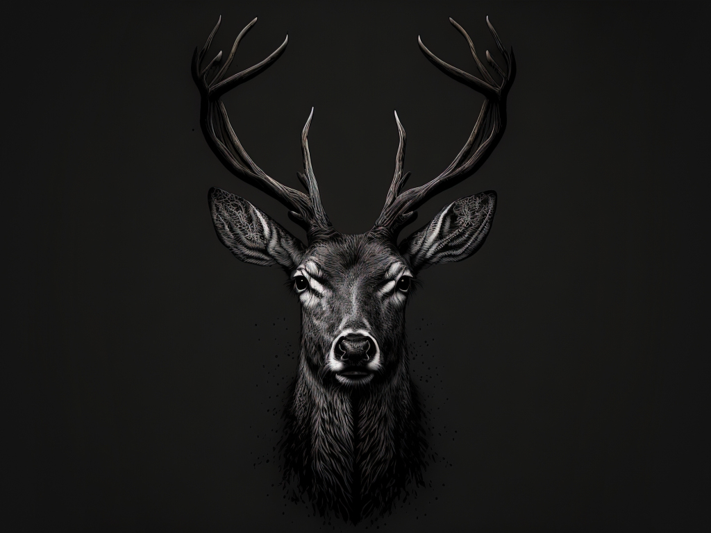 black and white deer wallpaper
