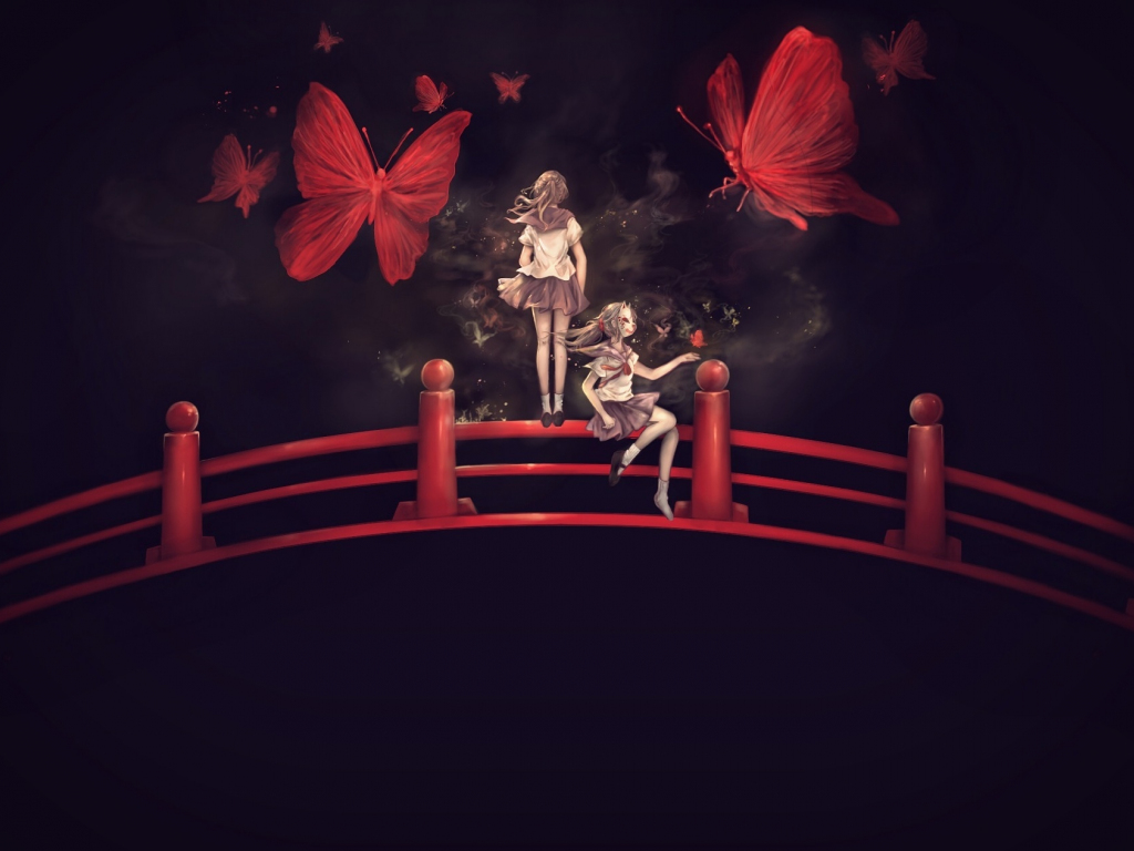 Wallpaper bridge, anime girls, minimal, butterfly desktop wallpaper, hd  image, picture, background, 2ada3b | wallpapersmug