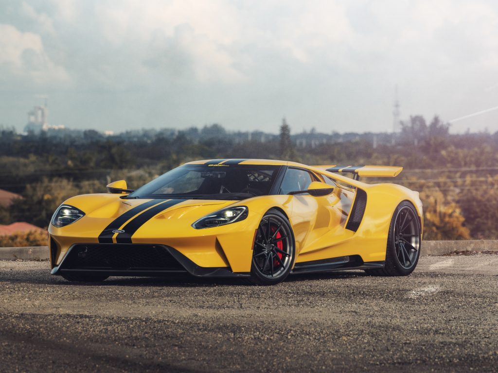 Wallpaper sports car, ford gt, 2019, yellow desktop wallpaper, hd image ...