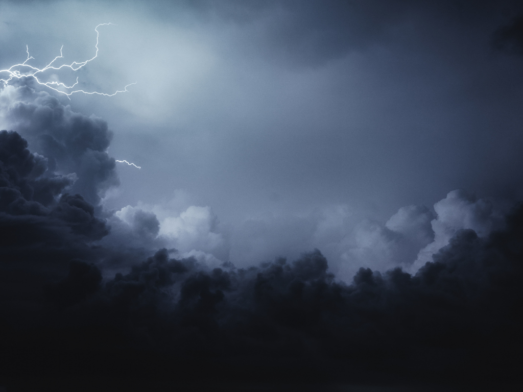Desktop wallpaper lightning, dark, sky, clouds, storm, hd image
