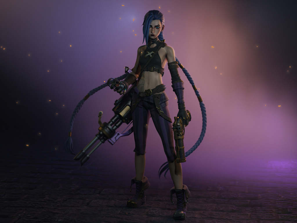 Wallpaper jinx with guns, arcane, netflix series desktop wallpaper, hd