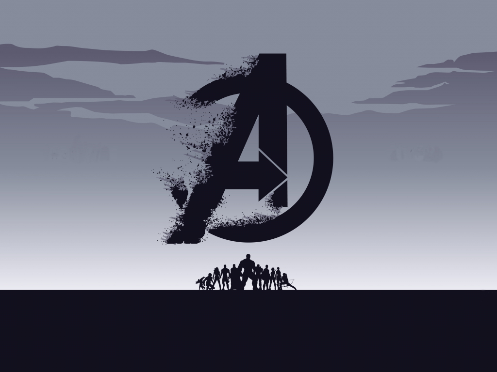 2019 movie, Avengers: Endgame, minimal, silhouette, art, 1024x768 wallpaper