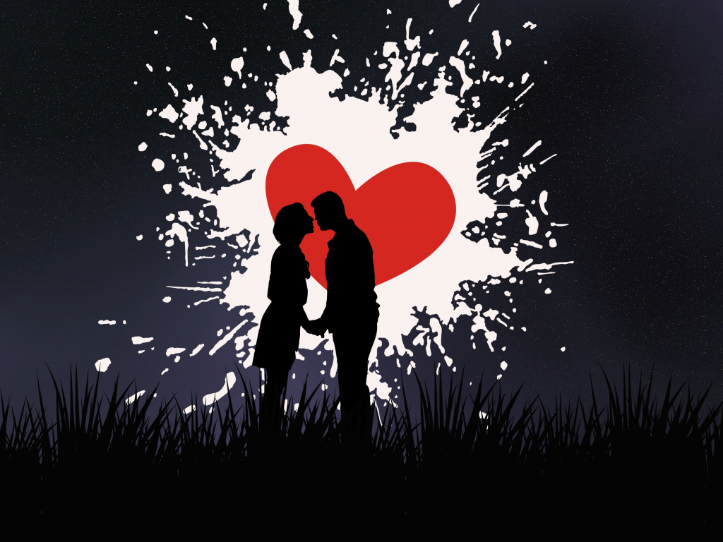 Wallpaper silhouette, artwork, couple, kiss, love desktop wallpaper, hd  image, picture, background, 3b48fb | wallpapersmug