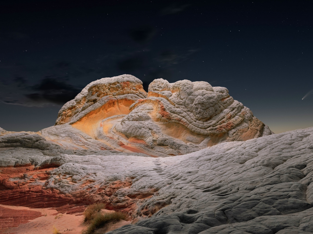 Wallpaper desert, rock dome, night, big rock desktop wallpaper, hd ...