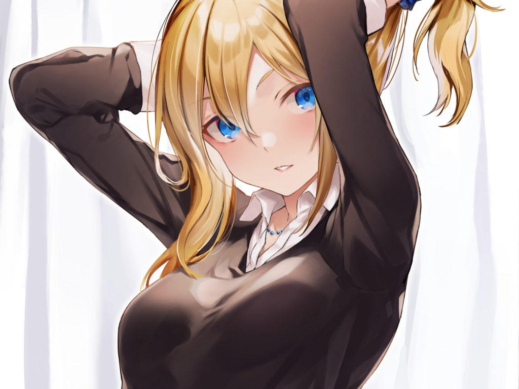 Desktop wallpaper anime girl, blue eyes, blonde, original 