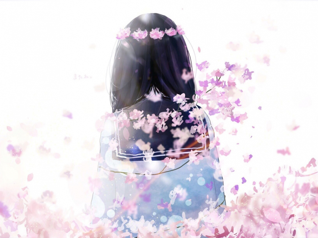 prompthunt: character concept art, cute anime girl with pink hair in forest  with flowers, eye glasses, white plain dress, sparkling eyes, emtional  pose, floating flowers petal, glowing sparkles bokeh, volumetric light,  pixiv