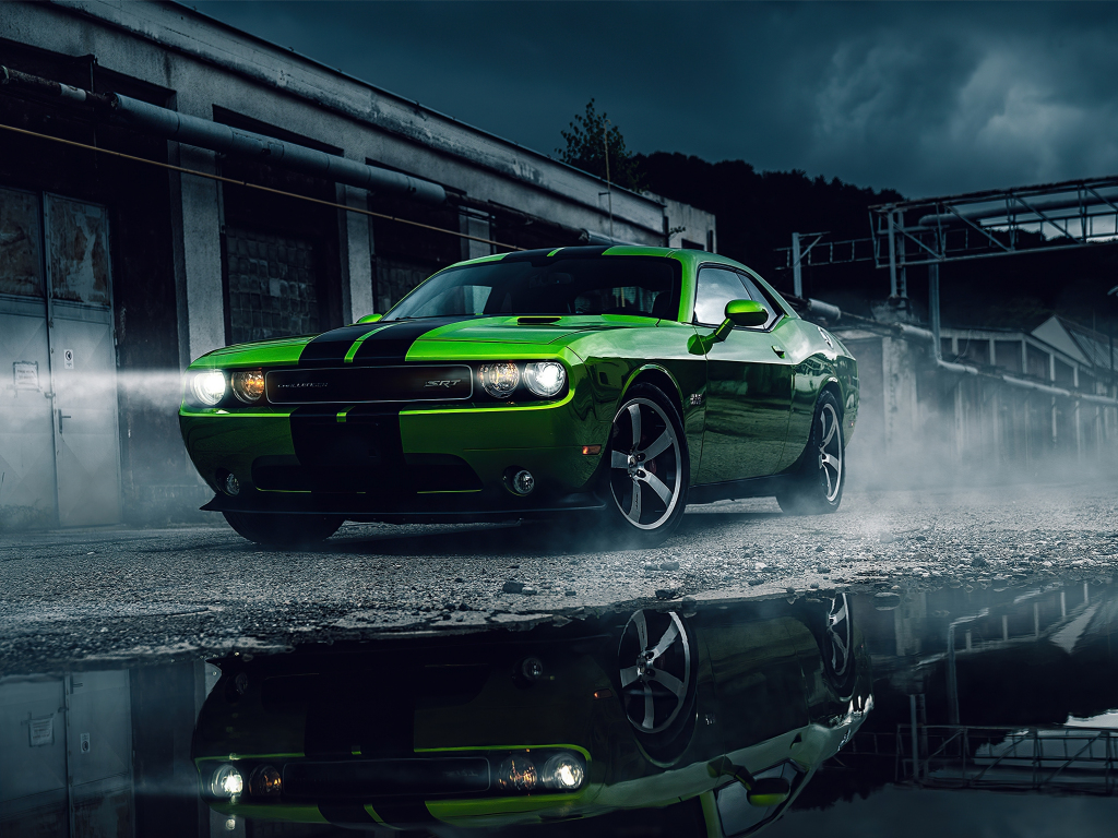 Green Dodge Challenger, muscle car, 2020, 1024x768 wallpaper