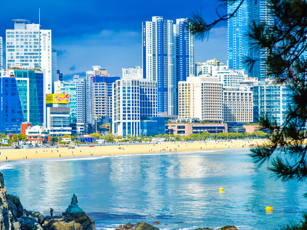 Wallpaper Busan City, Buildings And Beach, Art Desktop Wallpaper, Hd 