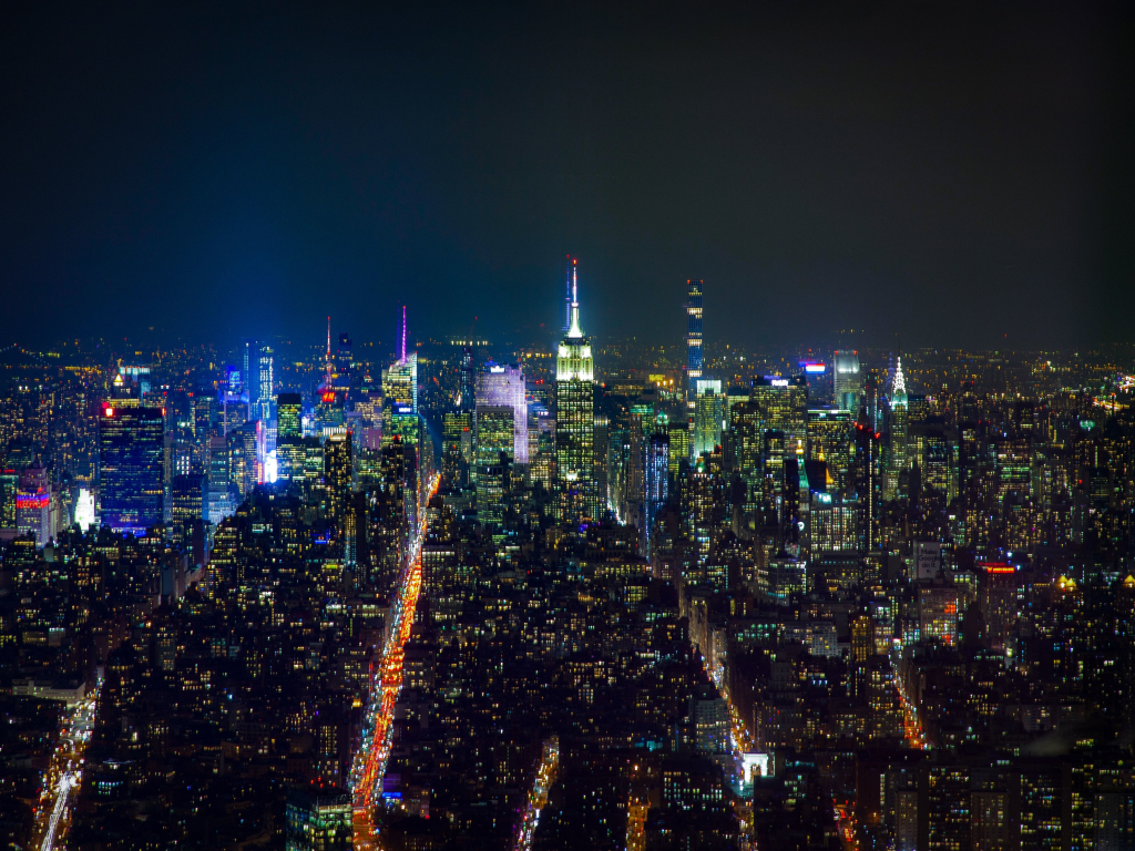 Desktop wallpaper new york, buildings at night, cityscape, hd image ...
