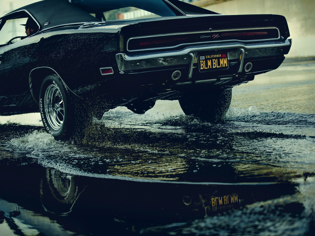 Wallpaper dodge charger, muscle car, rear, water splashes desktop wallpaper,  hd image, picture, background, 54cee3 | wallpapersmug