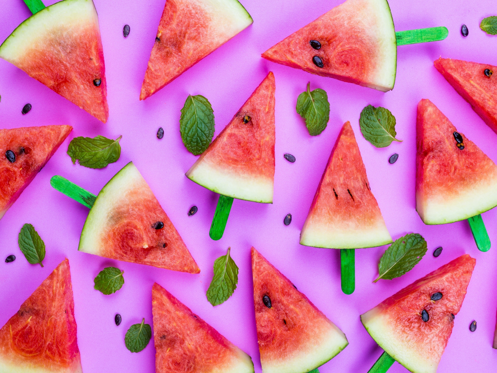 Wallpaper summer, watermelon, leaves, piece desktop wallpaper, hd image