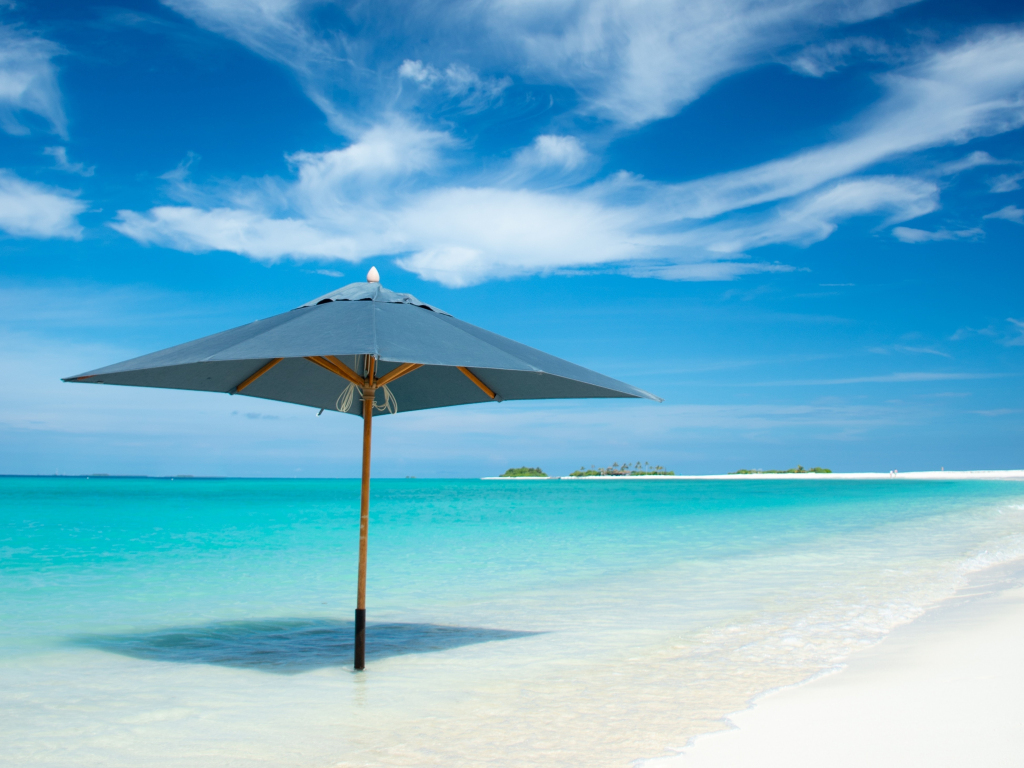 Wallpaper umbrella, beach, tropical island, summer desktop wallpaper, hd  image, picture, background, 572c03 | wallpapersmug
