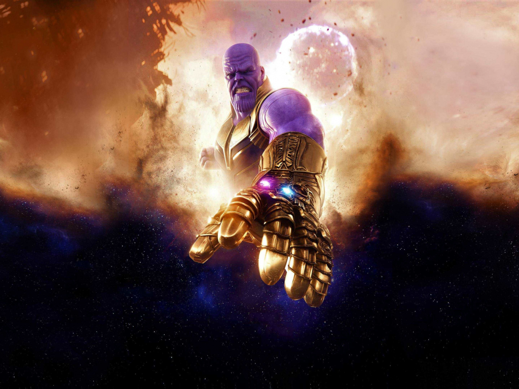 Desktop wallpaper thanos, clouds, avengers: infinity war 