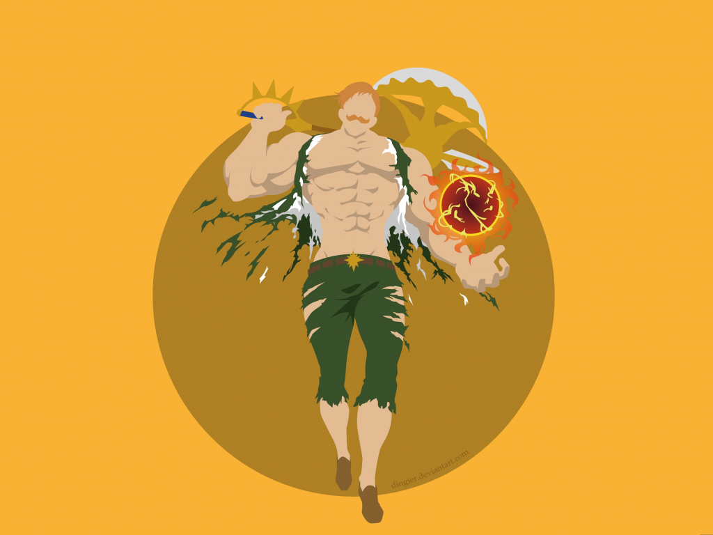 Wallpaper minimal, escanor, the seven deadly sins, artwork, anime boy