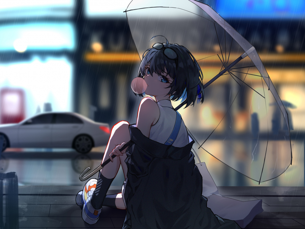 Wallpaper enjoying rain, anime girl desktop wallpaper, hd image, picture,  background, 5b8d62 | wallpapersmug