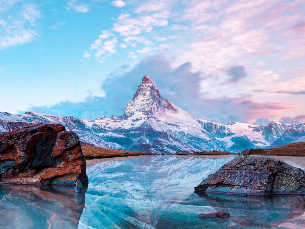 Matterhorn Mountains Nature Frozen Lake Reflection Winter Wallpaper Hd Image Picture Background 5d7b8b Wallpapersmug
