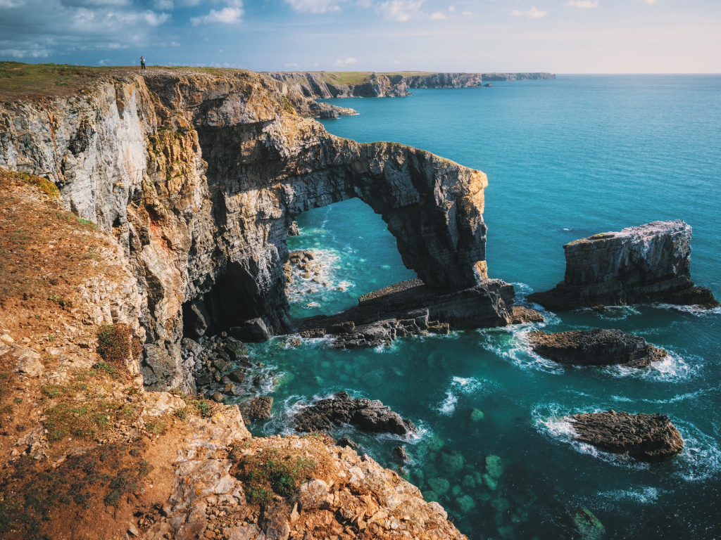 Desktop wallpaper arch, coast, aerial view, ocean, hd image, picture